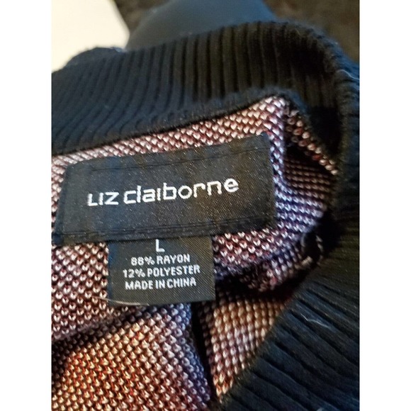 Liz Claiborne Large Black Window Pane Plaid Long Sleeve Stretch Sweater Dress - Picture 9 of 9